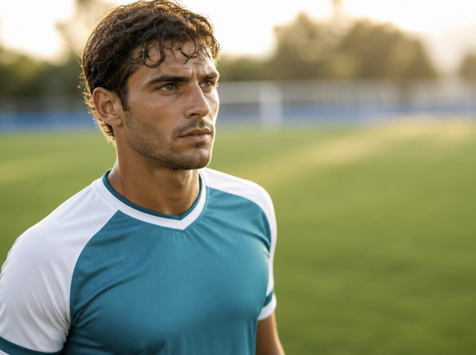 Calciatore concentrato sul campo