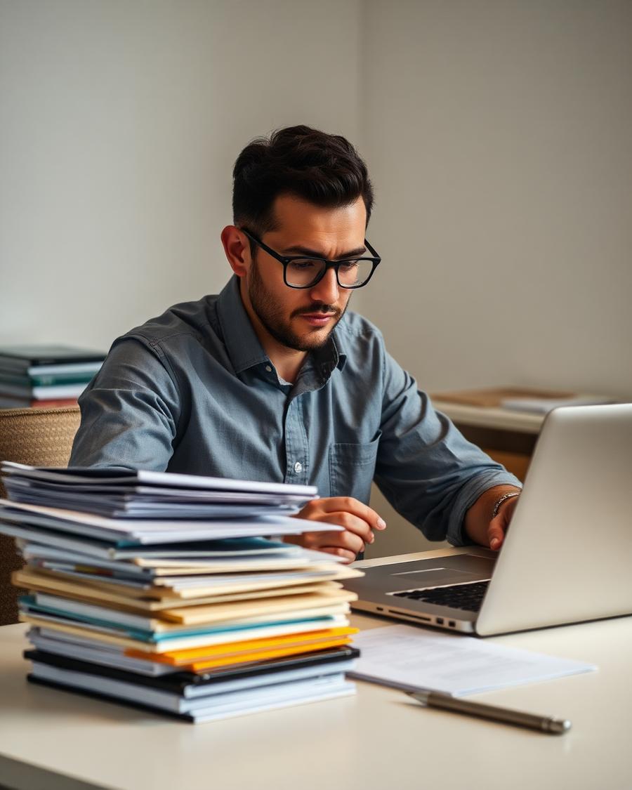 Professionista che studia per un concorso