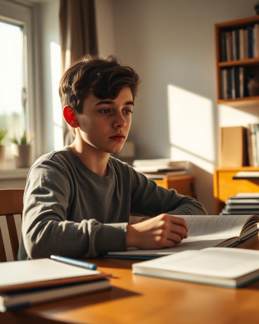 Studente al liceo con libri