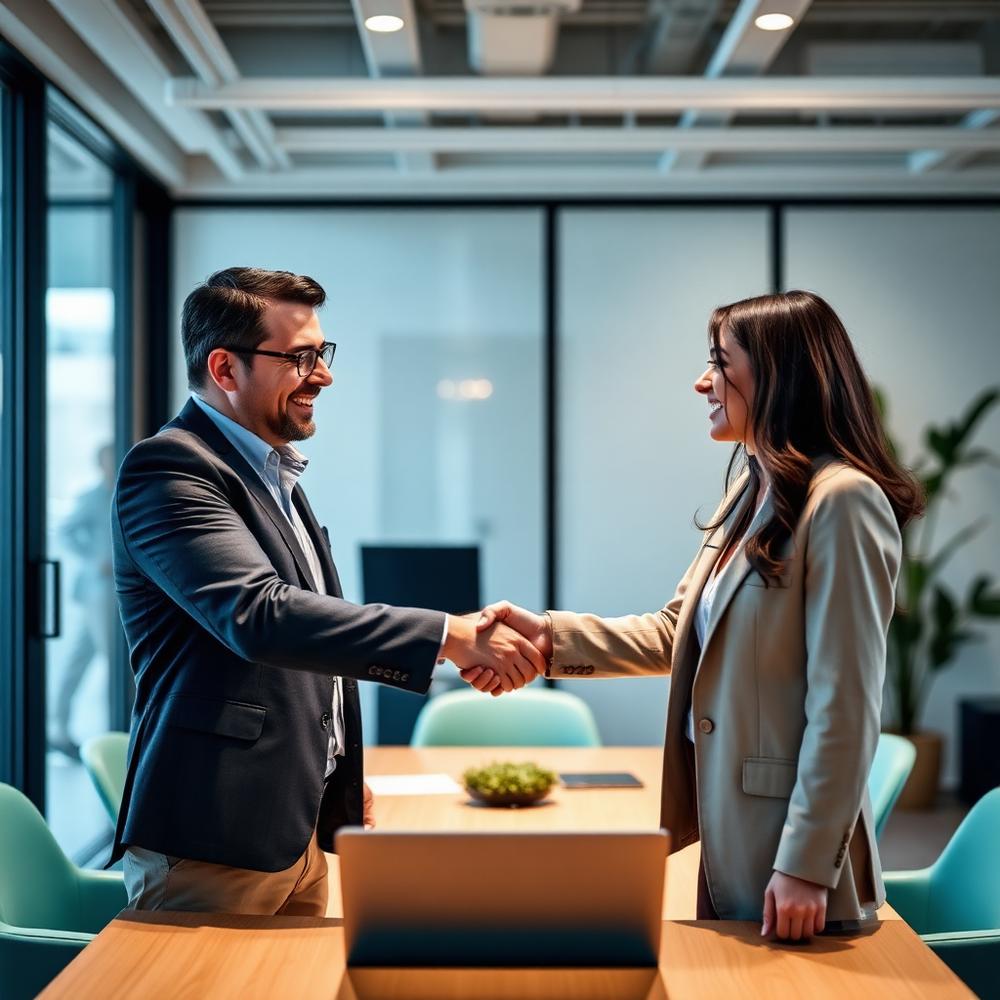 Professionista di successo che chiude un accordo